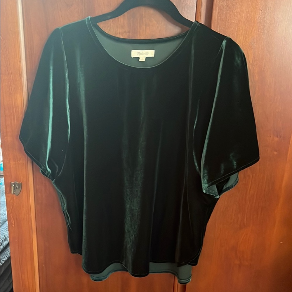 Madewell Green Velvet Butterfly Top